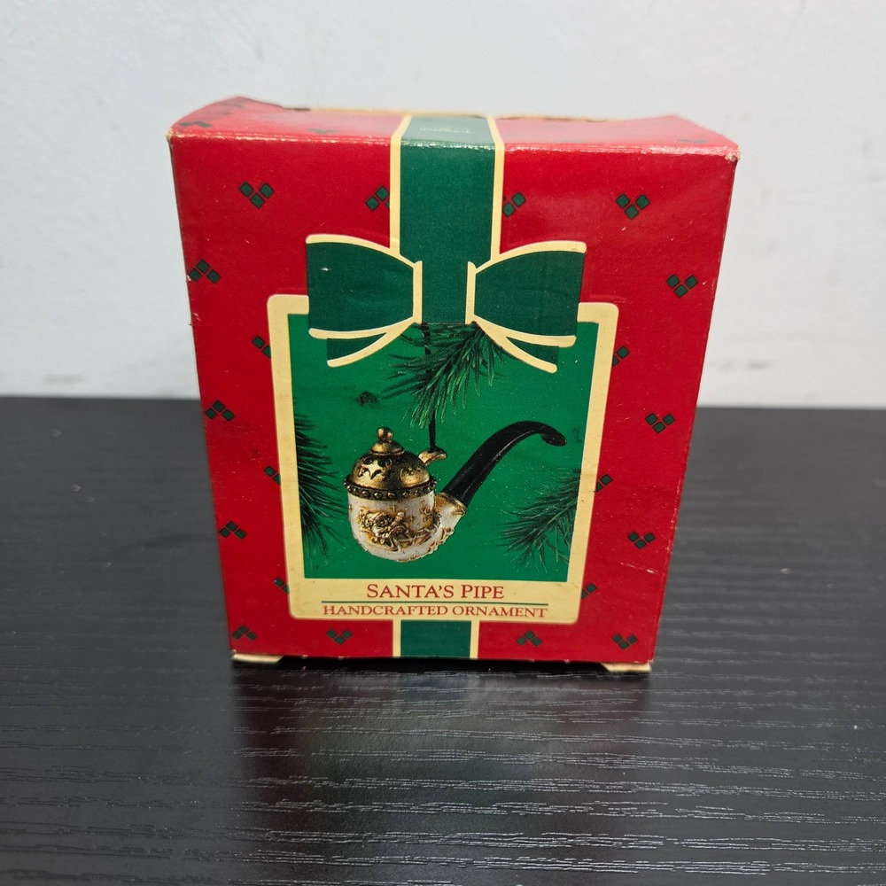 Vintage 1985 Hallmark Keepsake Ornament Santa's Pipe Handcrafted Christmas Box